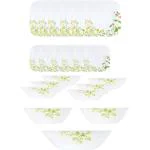 CORELLE Pack of 21 Glass Square Round Provence Garden Dinner Set (Multicolor, Microwave Safe)