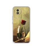 Casotec Red Rose in Glass Design Printed Silicon Soft TPU Back Case Cover for Vivo Y02 4G