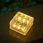 GIGAWATTS GW-509 Solar Glass Brick Light with 2V Panel 300mAh Ni-MH Battery Ice Cube Lamp for Outdoor Garden Courtyard Pathway Patio Yard (Pack of 1, Warm White)