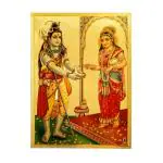 Hawai Lord Shiva and Mata Annapurna Gold Plated Foil Poster 8x12 inch SFDI503_NOF