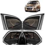 Kingsway Car Magnetic Sun Shades Curtains for Maruti Suzuki Wagon R, Model Year : 2010 - 2018, Full Window Cover, Color : Black, Cotton Mesh, Complete Set of 4 Piece