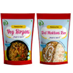 Dryfii Ready-to-Eat-Food | Instant Dehydrated | Healthy Combo Pouch Meal Veg. Biryani (75g) & Dal Makhani Rice (100g) | Rehydrated Weight 600g