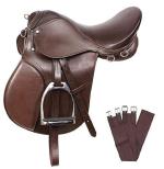 Lussoro Leather English Riding Horse Saddle Starter Kit - Brown Combo Pack (Size 18)