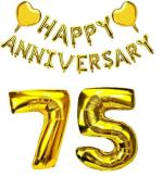 Festiko Gold Happy 75 Anniversary Combo Balloon Banner, 75th Anniversary Party Decorations, Perfect For 75th Wedding Anniversary Party Decorations Supplies