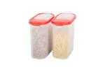 Cutting EDGE Flip-Top Kitchen Storage Container & Dispenser Set for Rice, Dal, Atta, Flour, Cereals, Snacks, Stackable, BPA Free, Modular, Cherry Red (2, 1.2 Litre) (Free Plain Lids extra for each container)