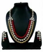 Jn Handicraft Alloy White, Red Jewel Set For Women