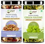 PIYOR 100% Natural Premium Mixed Dry Fruits & Green Raisins Combo 800 g (400g Pack of 2)
