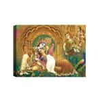 SHASWAT ART glarious radhe Krishna Canvas Painting with Wooden Box Frame for Living Room, Bed Room, Office, Hotels (46cm x 61cm)