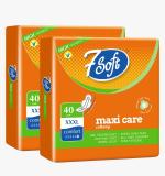 7SOFT Maxi Care Slim Comfort Cottony Extra Long XXXL Sanitary Pad Napkin With Wings For Women And Girl - 40 Pads (Pack of 2)