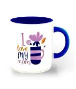 Whats Your Kick I Love My Mom Printed Dark Blue Ceramic Coffee Mug 325 ML