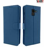 SCARDY SAMSUNG GALAXY J6 BACK COVER / LEATHER FLIP COVER / BLUE COLOR