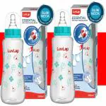 LuvLap Anti-Colic Slim/Regular Neck Essential Baby Feeding Bottle, 250ml, New Born/Infants/Toddler Upto 3mo+, Wild Flowers, BPA Free,Green [pack of 2]