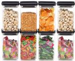 STELITE | Airtight Push Up Lid Container For Kitchen Storage | push Up Lid Containers | Grain, Candy, Dryfruit Container set | Kitchen Containers Set (Black - 1100 ML - Pack Of 8)