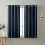 Savoy Concepts Indigo Blue Polyester Solid Room Darkening Blackout Window Curtains (152 x 114 cm) pack of 2