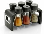 HEMIZA Round Shape Transparent 6 Piece Jar Spice Rack with Stand | 6 Piece Container | Round Spice Rack |6 Pcs Set