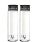 YASHODEEP PLASTIC H2O Sodalime Glass Fridge Water Bottle with Plastic Cap ( Set Of 2 - Black )