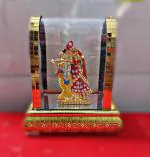 HC VILLA Multicolor Plastic Radha Krishna Idol Box Frame Temple -9x6 cm