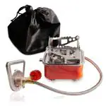 Rich mart Portable Camping Stove Square Stoves Backpacking Heater Adjustable Valve Stainless Steel Material With Piezo Ignition,Windproof Camp Stove For Outdoor Hiking Cooking,Liquefied Petroleum Gas