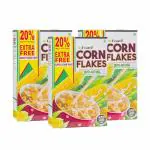 WeFeasto Corn Flakes 1.6 kg | Crunchy and Tasty - Original and Healthier | Low Fat & Cholesterol | High Fibre | All Natural Corn Flakes | Breakfast Cereal - (540 Gm x Pack 3)