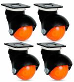 Caneuf Ball Castor Wheel Plate Type 120kg Load Capacity/360 Degree Moving U 61 [Pack of 4 Piece] Black (1.5 inch [38mm])