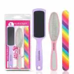 Majestique 2in1 Plate Foot Scrubber & Emery Board Nail Filer - Perfect Pedicure & Manicure Kit for Clean & Healthy Feet & Nails - 3 Pcs Multicolor
