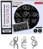 Kiditos Silver Steel 16 in 1 Stainless Steel Metal Wire Classic IQ Puzzle Perplexing Assembly and Brain Teaser Puzzles Game for All Age Group
