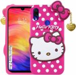 Clickaway Hello Kitty Case for Xiaomi Redmi Note 7S 3D Soft Cute Cover for Girls/Women Silicone Rubber Back Cover With Pendant-Baby Pink/Pink