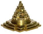 Kalarambh Brass Shree Yantra for Home Pooja Puja Mandir Office Main Door Entrance Decor Items Collectible Handicraft Art, Yellow, 2.9 x 2.9 x 2 Inch (L x W x H)