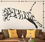 LANSTICK Multicolor Aggressive Tiger Jumping Self Adhesive Wall Sticker