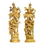 Dattatreya Multicolor Brass Radha And Krishna Idol (Combo Of 2)