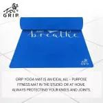 Grip 36 Inches X 78 Inches, 12MM Thickness, Blue Color, Just Breathe Design Yoga Mats For Men & Women.