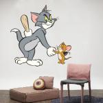 Decor Villa tom with jerry Wall Sticker & Decal (PVC Vinyl,Size-58 Cm X 55 Cm)