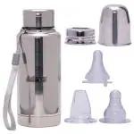 Adore Optimum Flow Thermos 3 in 1 Feeding Bottle | Feeding Bottle for Milk and Drinks with Silicon Nipple and Silicon Spout