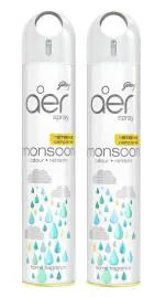 Godrej Aer Spray Air Freshener for Car, Home & Office - Monsoon Odour Pack of 2 (220 ml each)| Long-Lasting Fragrance