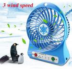 Psight Plastic Portable Rechargeable Led Light Fan Mini Desk Usb Charging Air 3 Mode - Blue