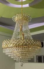 SHRI MAHAL ANTIQUES Round LED Crystal Big size Jhhomar Incandescent Chandelier Light for Living Room