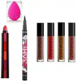 BUYTYA HDA36 Pro Waterproof Sketch Pen Eyeliner, Long Lasting Super Matte 5 in 1 Lipsticks, Beauty Blender Makeup Sponges, Liquid Lipsticks