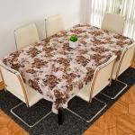Kuber Industries Dining Table Cover | Jute Fabric Lace Table Protector Cover | Flower Print Dinning Table Cloth for Tabletop Decoration | 60x90 Inch | Brown