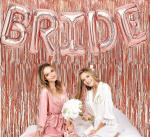 Crackles Metallic Fringe Rose Gold Curtains (Pack of 2)