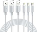 Astound Lightning Cable 1.5 M Copper Braiding Lightning To Usb Cable Cord, 2.4A Fast Charging (Compatible With Camera, Computer, Gaming Console, Mp3 Player, Mobile, Smart Watch, Tv, Tablet, White, Pack Of: 3)
