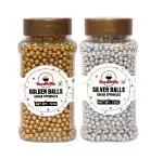 foodfrillz Silver Balls and Golden Balls Sprinkles for cake (125 g x2)