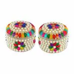 Craftam Silver High Aluminium Traditional Round Sindoor Dani, Box (Pack of 2)