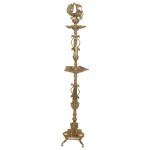 Kalarambh Bharat Haat Yellow Brass Elephant-Peacock Divi Handicraft Art 24.89 x 25.4 x 132.0 cm