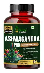 Humming Herbs Ashwagandha Pro - High Potency Adaptogen Blend with Rhodiola Rosea, Red Korean Ginseng, L-Theanine, & Lion's Mane - 60 Capsules
