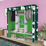 KushHome 8 Shelf Printed Collapsible Wardrobe Cloth Almirah Foldable Wardrobe Printed Fabric Portable for Clothes Storage , Books , Shoes , Toys (126 x 42.5 x 166 cm) (Do -it- Yourself)