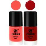 SM FASHION Long Lasting Nail Polish | Nail Paint Combo 7 ml Each) - Set of 2 Baby Pink-Light Red