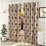 RIFTREE Printed Window Curtains Goa Tree Design 1 Piece for Bedroom, Room Darkening Curtain Drapes for Office Home Living Room Kitchen, Goa Tree Design Decor Polyester Curtain (4 x 7, Brown)