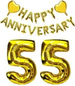 Festiko Gold Happy 55 Anniversary Combo Balloon Banner, 55th Anniversary Party Decorations, Perfect For 55th Wedding Anniversary Party Decorations Supplies