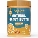 Abbie's Natural Peanut Butter Crunchy (1Kg-Pack of 1) with 30g Protein Per 100g Serving, No Added Sugar / Salt / Preservatives, Zero Trans Fat Good Source of Fat for Athletes, Body Builders
