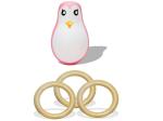 Vparents Pink Wood Penguin Roly Poly And Teether Ring (Pack of 4)